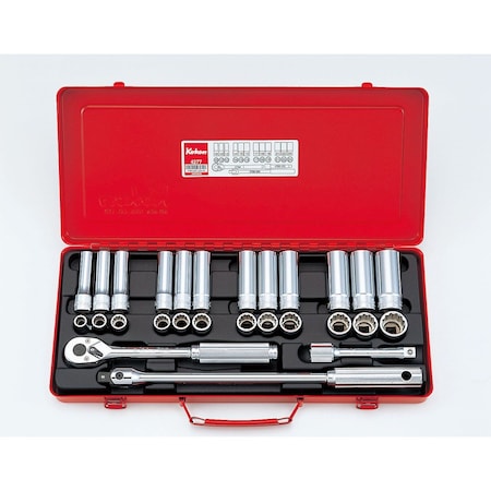 Ko-Ken Socket set 12 Point 27 pieces 1/2 Sq. Drive 4277